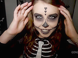 Happy Halloween from Eden Ivy with balls deep 5on1 DP and Piss