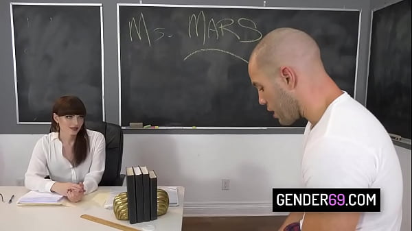 Shemale teacher Natalie Mars anal fuck with her student
