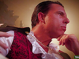Tgirl vampire Jade Venus sucks and is anal fucked by Dracula