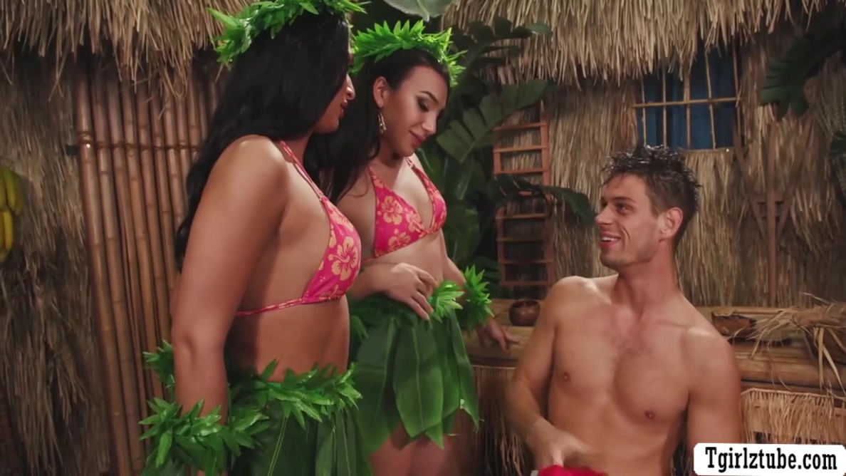 Two Busty Shemale Lets Stranded Guy Fuck Their Ass