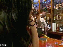 Big Cock Asian Shemale Fucks Bartender