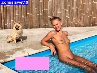 Blonde teen with huge breast masturbating on webcam
